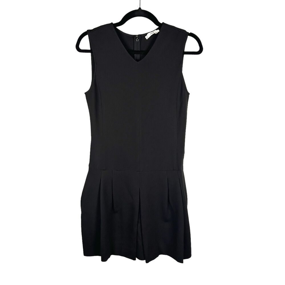 Vince Womens Size 4 Pleated Vee Dress Mini V Neck Office Pockets LBD Classic